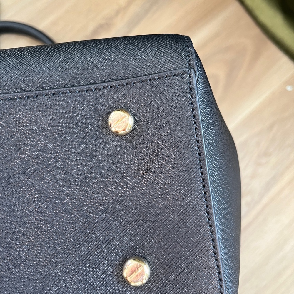 Henri Bendel Black West 57th Carryall Satchel with Gold Accents - Picture 11 of 14
